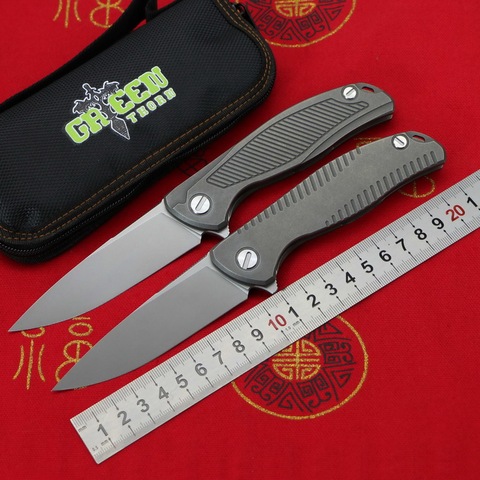 GREEN THORN F95  R18/R19  Flipper folding knife D2 blade Titanium handle Outdoor camping hunting pocke Survival knives EDC tools ► Photo 1/6