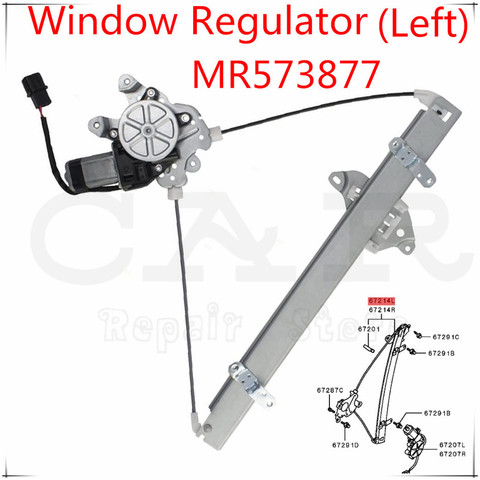 New Window Glass Regulator with Motor Assembly Front Driver Side LH LF MR573877 for Mitsubishi Outlander SUV 2003 2004 2005 2006 ► Photo 1/1