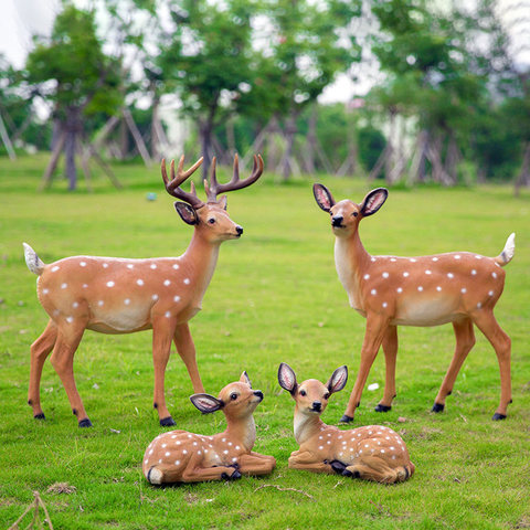 Outdoor Garden Simulation Animal Resin Deer Sculpture Home Decoration Courtyard Villa Ornaments Crafts Park Lawn Figurines Decor ► Photo 1/6