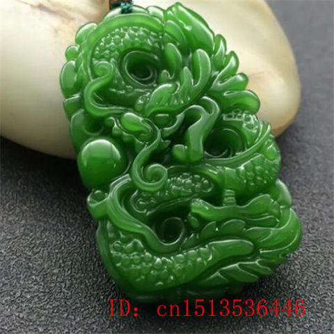 Natural Green Jade Dragon Pendant Necklace Charm Jewellery Fashion Accessories Hand-Carved Man Luck Amulet Gifts ► Photo 1/5