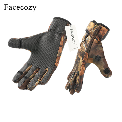 Facecozy Outdoor Winter Fishing Gloves Waterproof Three or Two Fingers Cut Anti-slip Climbing Glove Hiking Camping Riding Gloves ► Photo 1/6