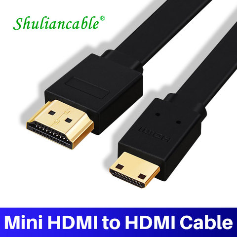 Flat Mini HDMI to HDMI Cable High Speed 4K 3D 1080P 1m 1.5m 2m 3m 5m for camera monitor projector notebook TV Mini HDMI cable ► Photo 1/6