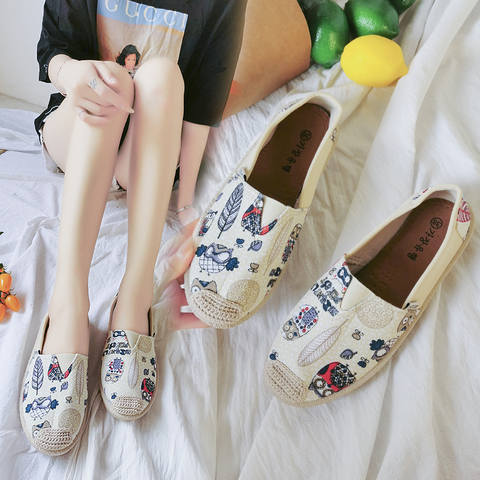 Fashion Flat Shoes Canvas Shoes For Women Owl Pattern Style Casual Shoes Summer Shoes Youth Shoes ► Photo 1/6