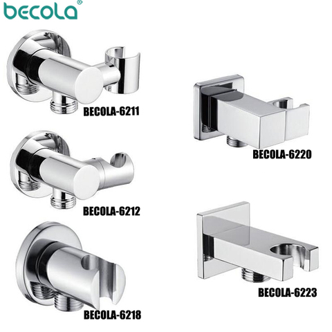 BECOLA Brass Wall Mounted Hand Held Shower Holder Shower Bracket & Hose Connector Wall Elbow Unit Spout Water Inlet Angle Valve ► Photo 1/6