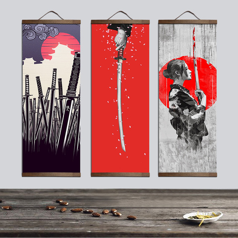 Japanese Ukiyoe for canvas posters and prints decoration painting wall art home decor with solid wood hanging scroll ► Photo 1/6