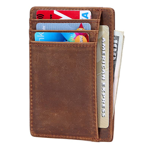 Father's Day Gift Vintage Slim Soft Cow Genuine Leather Mini Credit Card Wallet Purse Card Holders Men Thin 1040 ► Photo 1/6