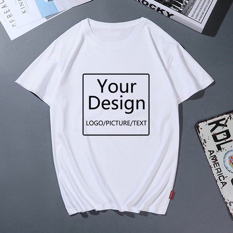 Customized Print T Shirt Women Girls DIY Photo Logo Top Tees T-shirt Mens Boys Clothes Casual Oversized Tshirt Tees Female ► Photo 1/6