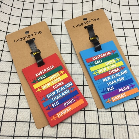New Worldwide City Name PVC Luggage Tag Fashion Letters Address Holder Baggage Label Silicone Identifier Travel Accessories ► Photo 1/6