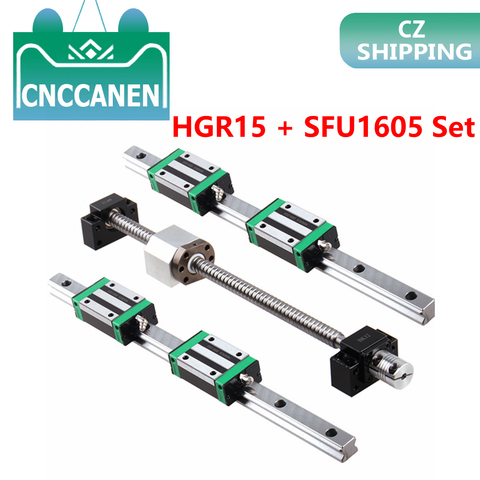 HGR15 Square Linear Guides Rail 2set HGR15+ Block HGH15CA +SFU1605 Ball Screw 5mm Lead + BK12BF12 CNC Linear Actuator CZ Stock ► Photo 1/1