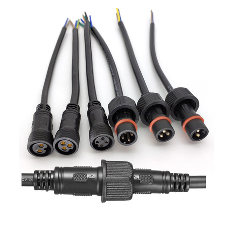 M15 Waterproof Connector Male and Female Wire 2/3/4 Pin Black Pure Copper 0.5/0.75 Square Core Cable for Lighting Lamp 20cm ► Photo 1/6