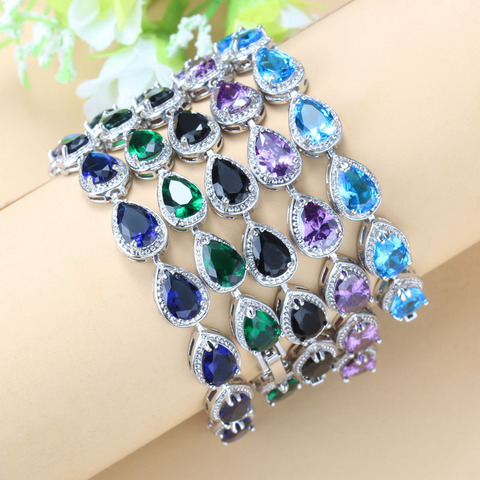 Silver Color  Hot Selling Water Drop Green Zircon Bracelet Health Fashion  Jewelry For Women Free Jewelry Box SL133 ► Photo 1/6