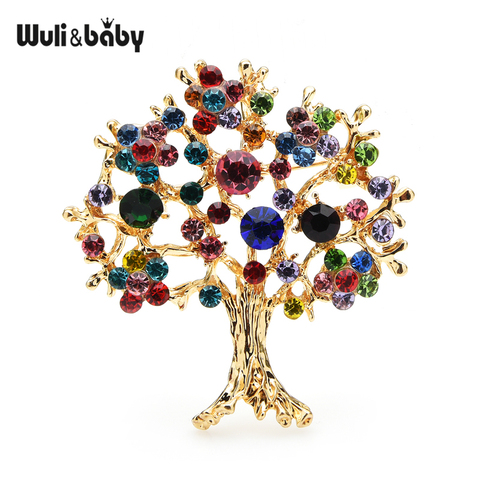 Wuli&baby Multicolor Rhinestone Tree Brooches Women Men Christmas Tree Party Office Casual Brooch Pins Gifts ► Photo 1/3