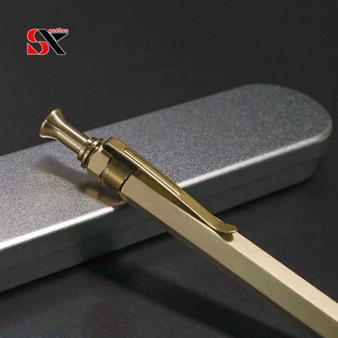 Yushun luxury Brass Pen with Hexagon Design Twist retractable Ballpoint Pen Office school Writing Stationeries gift box ► Photo 1/6