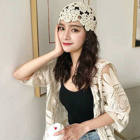 38# Bohemian Skullies Beanies Vintage Temperament Knitted Hat Women Summer Breathable Decoration Beanie Caps Elegant Knitted Hat ► Photo 1/6