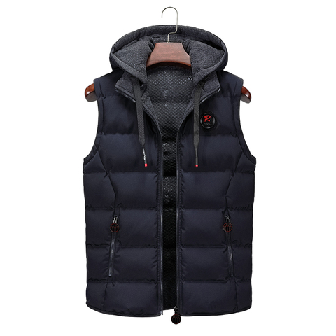 Vest Mens Work Clothes Men Winter Casual Outerwear  Warm Hood Jacket Vest Men Sleeveless Waterproof Jackets Parkas Vests Men ► Photo 1/6