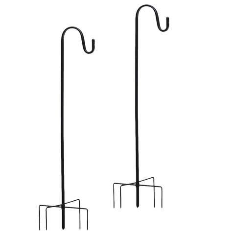 2Pcs Shepherd Hooks Plant Hanging Hook Gardening Tool Iron Plant Stand for Garden Ground Plant Stand Lantern Stake (Black) ► Photo 1/6