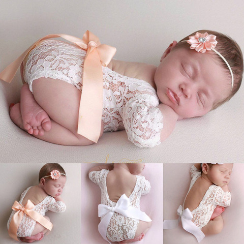 Baby Romper Deep V Backless Clothes Newborn Photo Photograph Lace Toddler Hollow Design Clothing ► Photo 1/6