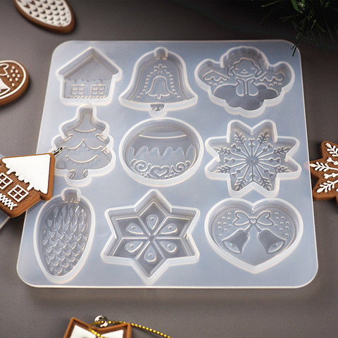 Christmas Bell Snowflake Elk Pendant Keychain Silicone Mold for Uv Epoxy Resin Moulds Jewelry Making Diy Pendant Jewelry ► Photo 1/6