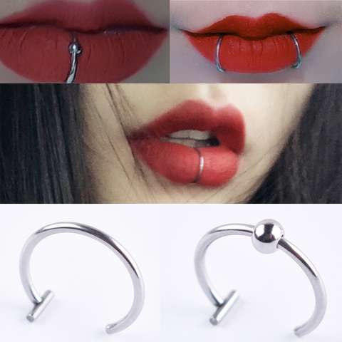 Women lips Rings Medical Titanium steel Nose Ring Fake Nose Ring Septum Piercing Clip On mouth Ring Fake Piercing Body Clip Hoop ► Photo 1/6