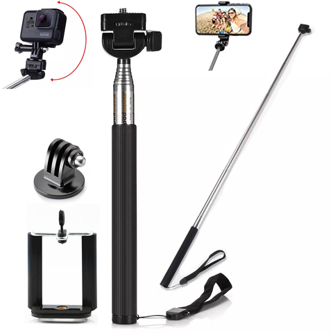 Extendable Handheld Selfie Stick Monopod + Mount Adapter For Gopro Hero 9 8 7 5 4 3 SJCAM XiaoYi EKEN H9R Sport Action Camera ► Photo 1/6