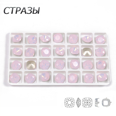 CTPA3bI Rose Water Opal Color Glass Material Sew On Cushion Cut Rhinestones With Claw Strass Diamond Mental Stones DIY Clothing ► Photo 1/6