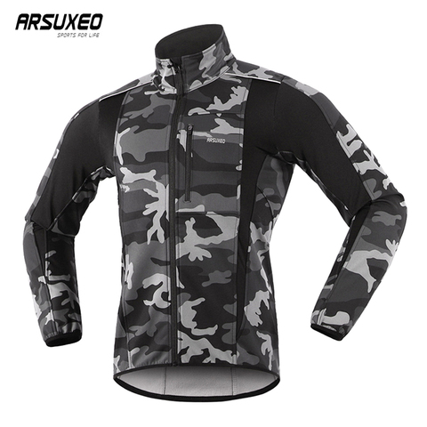 ARSUXEO Thermal Mtb Road Cycling Jacket Winter Night Reflective Warm Bicycle Clothing Windproof Waterproof Men Coat Bike Jersey ► Photo 1/6