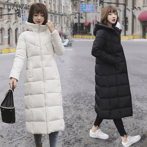 LUZUZI M-6XL Women's Winter Jacket Plus size Fashion Cotton Jacket Female Hoodie long Parkas warm winter coat ► Photo 1/6