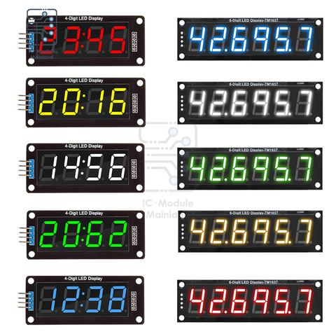 4/6-Digit 0.56 inch 7 Segments Digital Tube Clock Module Double Dots LED Display TM1637 For Arduino Blue Yellow White Green Red ► Photo 1/1