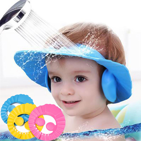 Adjustable Baby Shower Caps Child Kids Waterproof Shampoo Hat Boys Girls Wash Hair Bath Shield Ear Eye Protection Visor Caps ► Photo 1/6