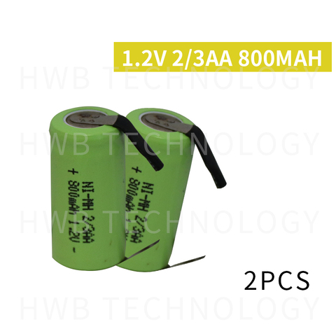 2 Pieces/lot New Original 1.2V 2/3AA 800mAh Ni-Mh 2/3 AA Ni-Mh Rechargeable Battery With Pins Free Shipping ► Photo 1/4