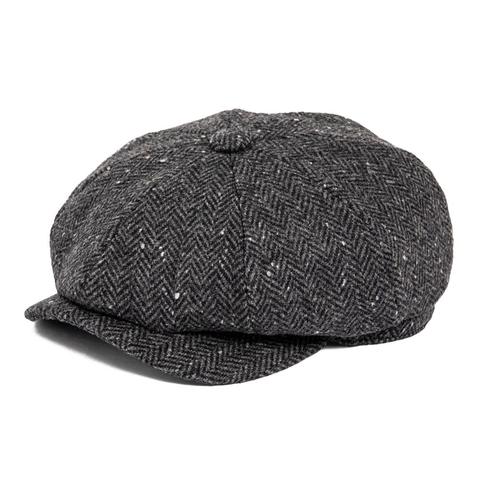BOTVELA Wool Tweed Newsboy Cap Herringbone Men Women Gatsby White Dot Gray Retro Hat Driver Flat Cap ► Photo 1/6