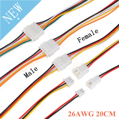 10PCS XH2.54 2/3/4/5/6 Pin Pitch 2.54mm Wire Cable Connector XH Plug Male Female Battery Charging Cable 200MM 20CM Length 26AWG ► Photo 1/6