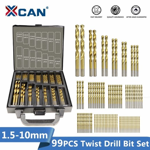 XCAN HSS P6M5 Twist Drill Bit Set 99 Pieces Diameter From 1.5mm to 10mm Titanium Coating Wood Metal Hole Drilling Cutter ► Photo 1/6