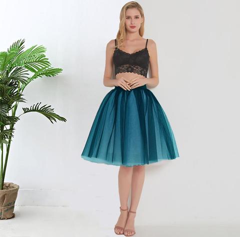 5 Layers 60cm Princess Midi Tulle Skirt Pleated Dance Tutu Skirts Womens Lolita Petticoat Jupe Saia faldas Denim Party Skirts ► Photo 1/6