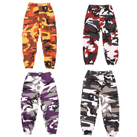 Wine Kid Hip Hop Clothing Camouflage Jogger Pants for Girls Jazz Dance wear Costume Ballroom Dancing Clothes Stage Outfits Suit ► Photo 1/6