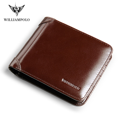 WilliamPolo full grain leather Short wallet men's casual multi-function card bag Coin Purses Money Bag Credit Card Cowhide P285 ► Photo 1/6