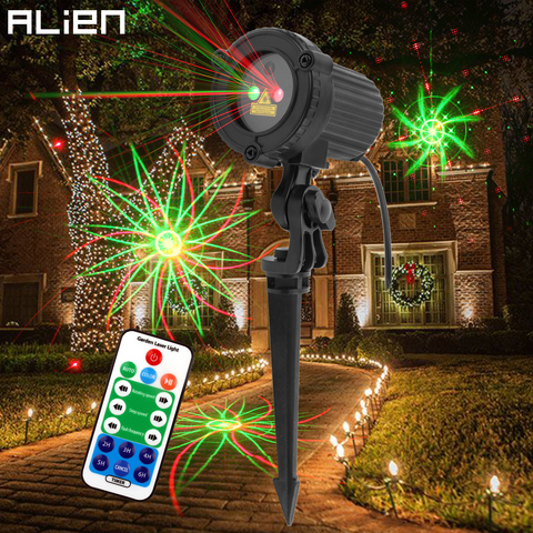ALIEN Remote Red-green 8 Patterns Christmas Outdoor Waterproof Laser Projector Lights For Garden Xmas Decoration Home House Tree ► Photo 1/6
