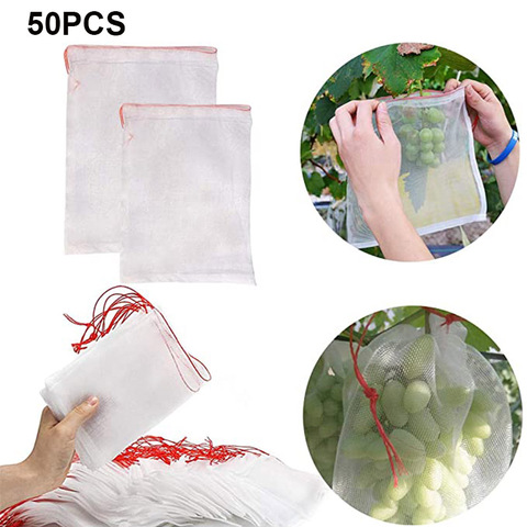 50 Pcs Garden Tool Netting Bags Fruit Barrier Covers Bags Fruit Protector Bag Nylon Garden Netting Bags Mosquito Net Barrier Bag ► Photo 1/6