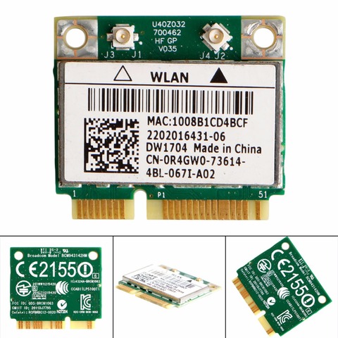 DW1704 R4GW0 BCM943142HM Wireless WiFi 300Mbps Bluetooth 4.0 MiniPCI-E Card New Drop shipping ► Photo 1/6