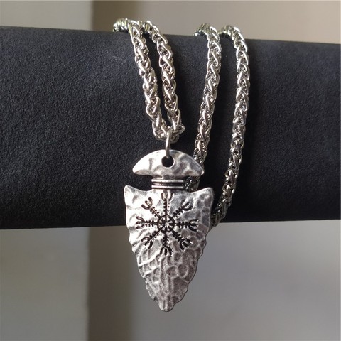 Vintage Nordic Viking 316L Stainless Steel Awe Helmet\Vegvisir Spear Pendant Necklace Men's Amulet Scandinavian Compass Jewelry ► Photo 1/4