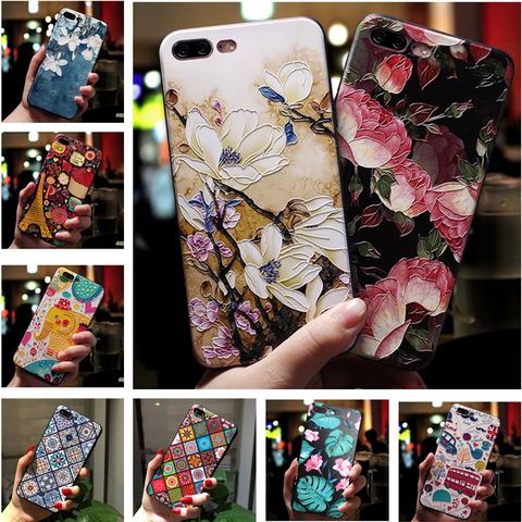 Emboss Case For iPhone 7 8 Plus Flower Cute Relief Soft Silicone Cover for iPhone8 8plus 7plus 6 6S 6 s Phone Back Cases 6plus ► Photo 1/6