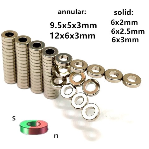 5-10PCS solid/hollow magnet encoder AS5048a AS5600 Gimbal motor strong magnetic ring standard 6X2.5/9.5X5X3/12X6X3mm/6x2/6x3 mm ► Photo 1/6