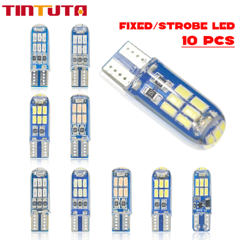 10PCS W5W T10 LED T10  Strobe LED Flash LED 194 168 W5W Silica gel 15SMD Led Parking Bulb Auto Wedge Clearance LampCANBUS  Silic ► Photo 1/6