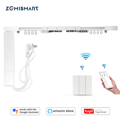 Zemismart Tuya Smart EU Curtain with Kinetic Wall Remote Electric Curtain Rod Smart Life Control Alexa Alice Google Home Control ► Photo 1/5