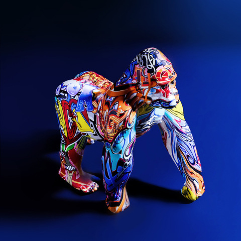 Creative Painted Graffiti Colorful Gorilla Creative Decoration Crafts Home Entrance Wine Cabinet TV Cabinet Decoration Gift ► Photo 1/5