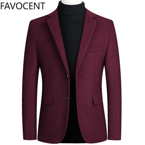 Fashion Mens Coats and Jackets Male One Piece Blazer Top Wool Blends Suit Men Jacket Spring Smart Casual Coat Solid Two Buttons ► Photo 1/6