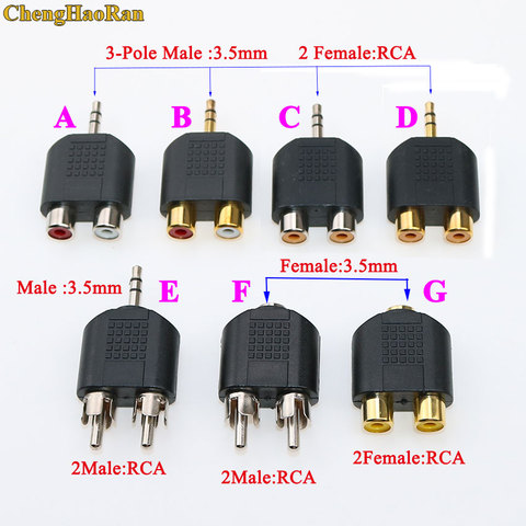 ChengHaoRan 3.5mm plug to 2 RCA jack male to female 3.5 to AV Audio Connector 2 in 1 Stereo Headset Dual Headphone Audio Adapter ► Photo 1/2