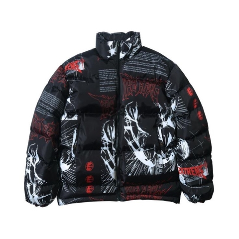 Winter Jacket Men  Japanese Cartoon Graffiti Print Men Parka Down Jacket  Windbreaker Streetwear Harajuku Coat Hip Hop Outwear ► Photo 1/6