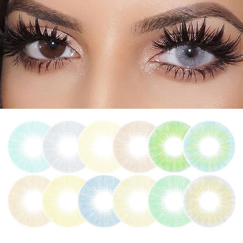 1 Pair Colored Contact Lens for Eyes Beauty Yearly Use Hidrocor Blue Gray Green Eye Colored Contacts with Contact Case Eye Lens ► Photo 1/6