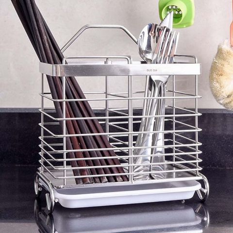 Utensil Cutlery Holder Drainer Spoons Forks Two Slots Square Chopstick Cage Tool L5YE ► Photo 1/6